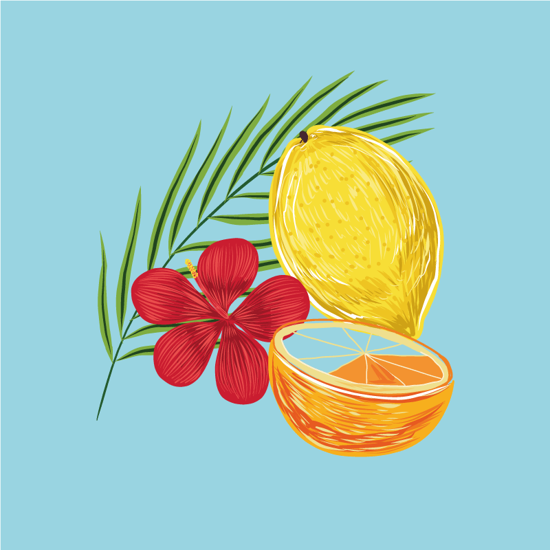 厨房宣传画：淡彩柠檬水果设计 - TenStickers