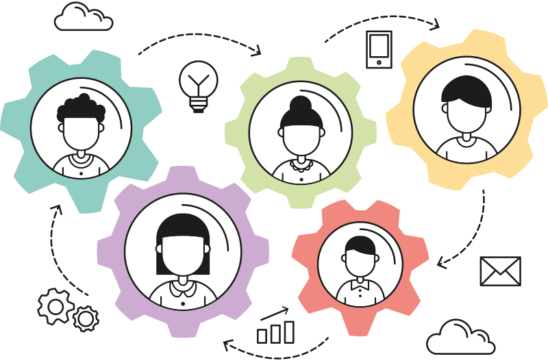 办公室宣传画助力团队协作引擎 - TenStickers