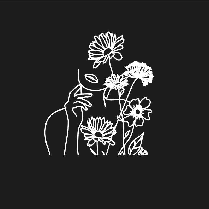 客厅海报：女性与向日葵的极简设计 - TenStickers