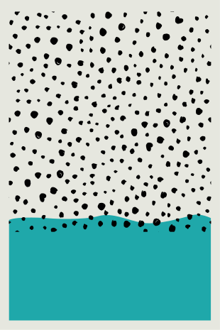客厅海报抽象蓝色绘画带黑点 - TenStickers