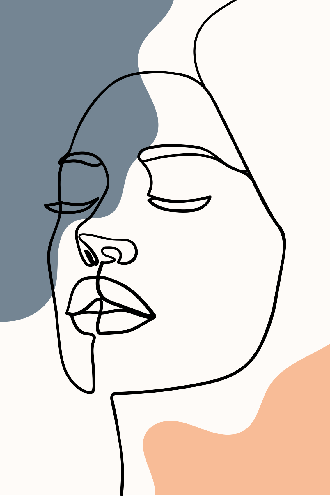 客厅海报现代抽象人脸设计 - TenStickers