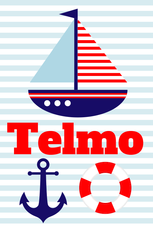 儿童房的海报：带名字的帆船 - TenStickers