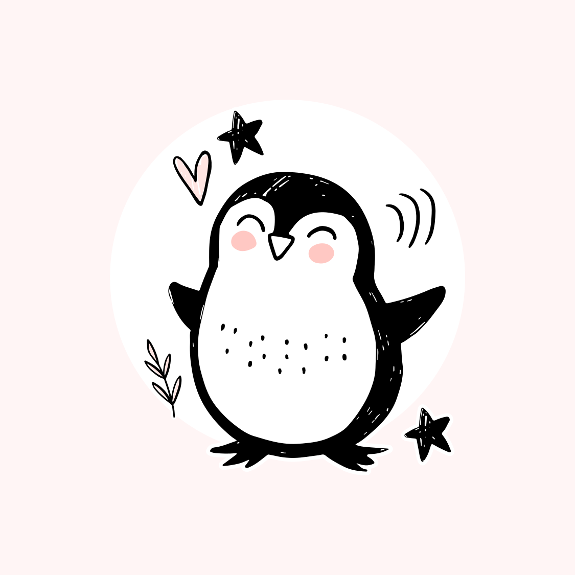 儿童房的海报可爱手绘小企鹅涂鸦 - TenStickers