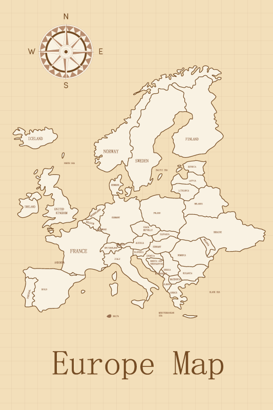 世界地图宣传海报欧洲米色背景 - TenStickers