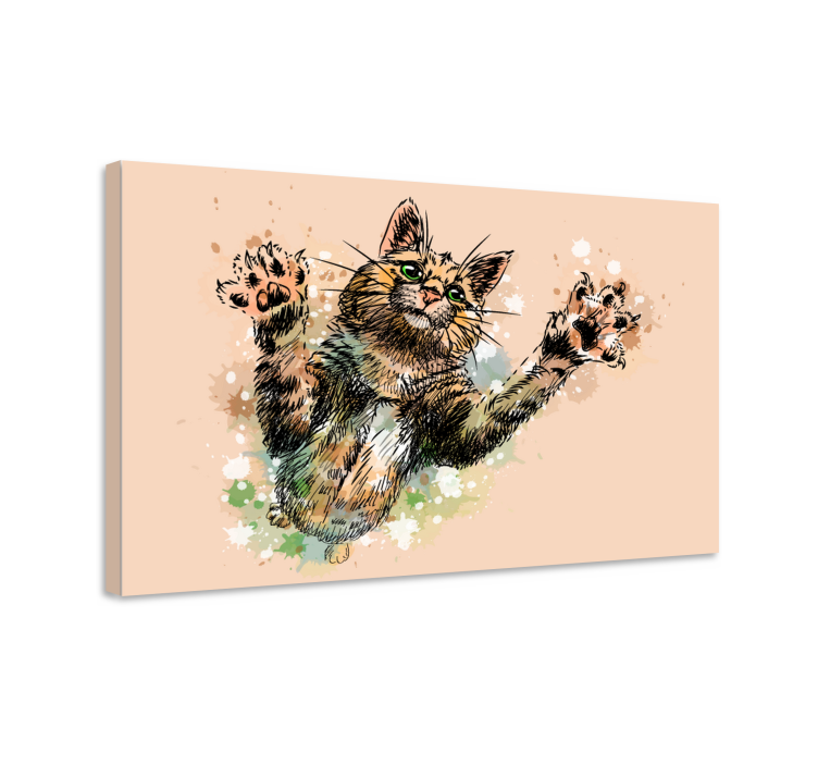 可爱的彩绘猫帆布印花 - TenStickers