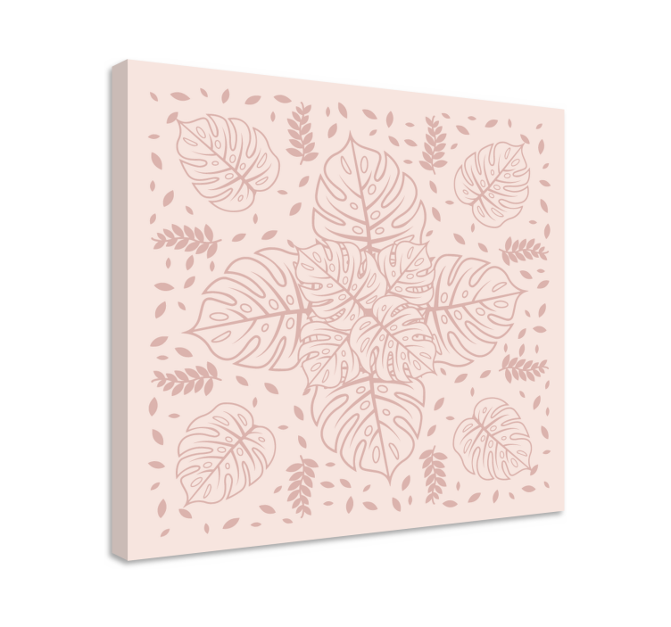 粉红色龟背竹叶北欧艺术版画 - TenStickers