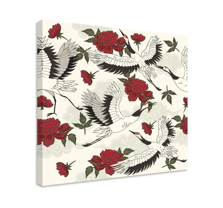 盲人曼陀罗与鹤与花朵 - TenStickers