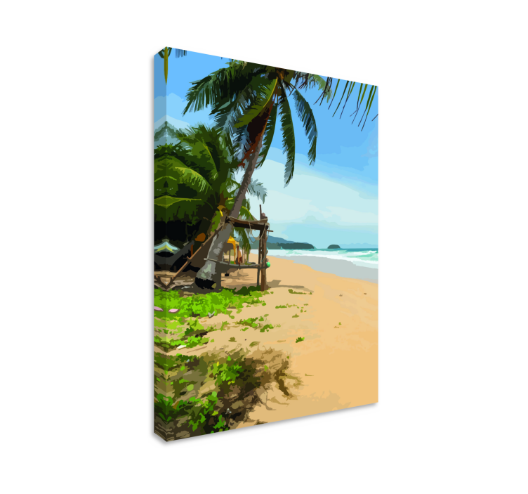 盲人游览风景，热带海滩场景 - TenStickers