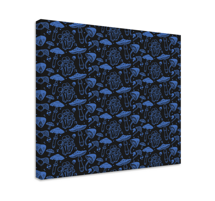 深蓝色蘑菇图案植物帆布版画 - TenStickers