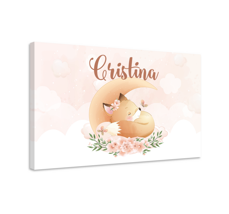 女孩的可爱狐狸，名字个性化画布 - TenStickers