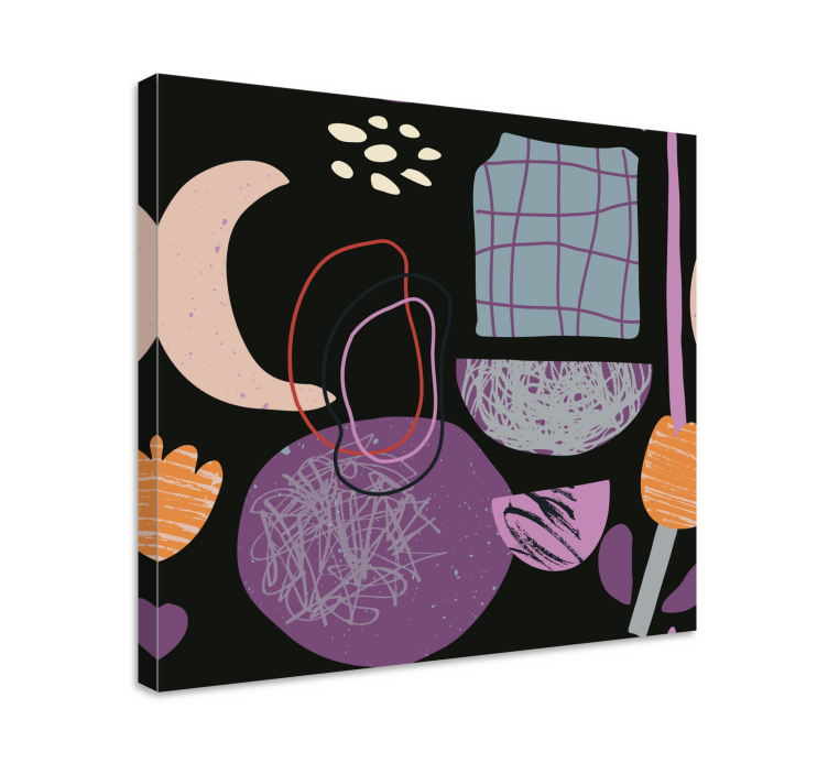 紫罗兰色拼贴抽象画布艺术版画 - TenStickers