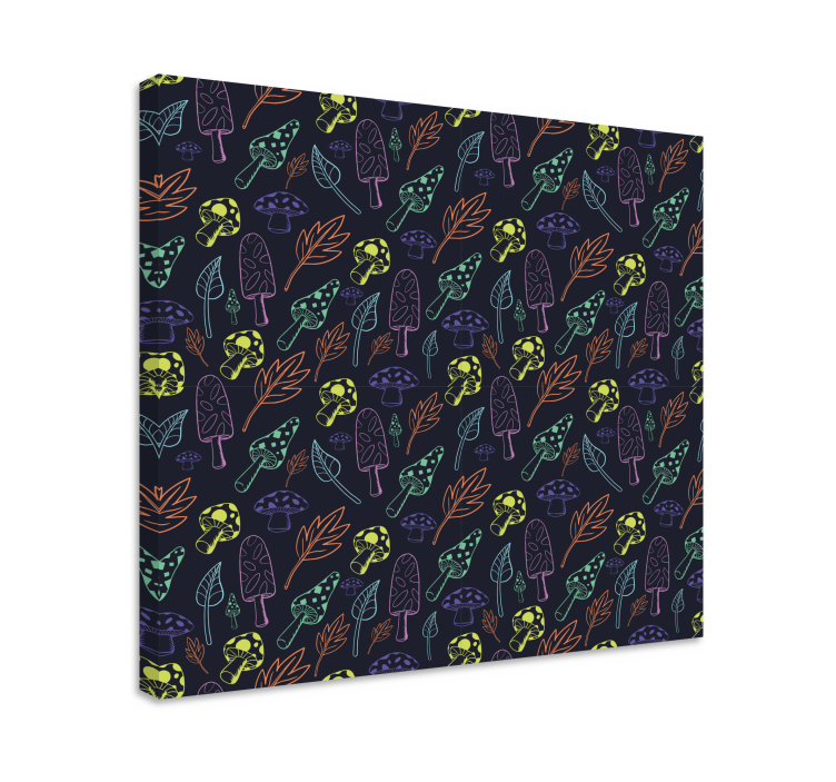 五颜六色的蘑菇图案帆布艺术版画 - TenStickers