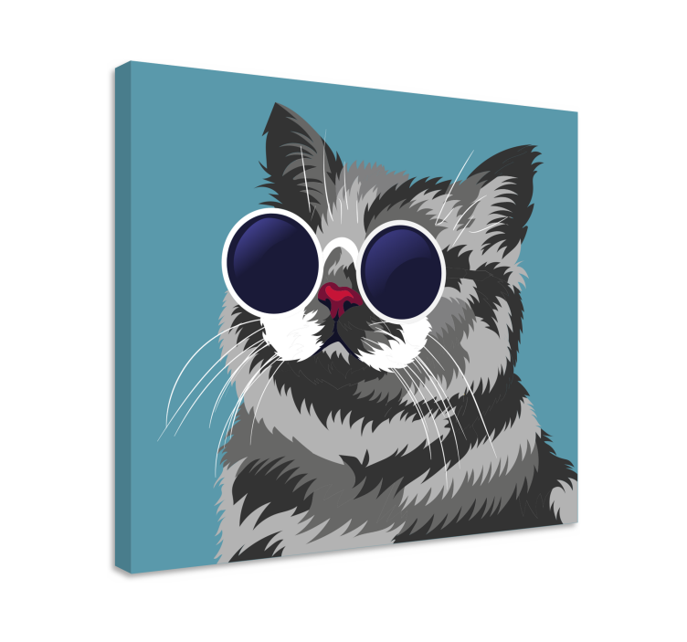 一只灰猫现代画布的有趣画作 - TenStickers