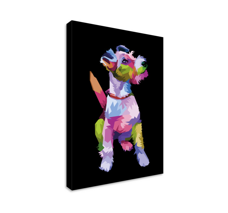 几何动物狐狸梗狗帆布印花 - TenStickers