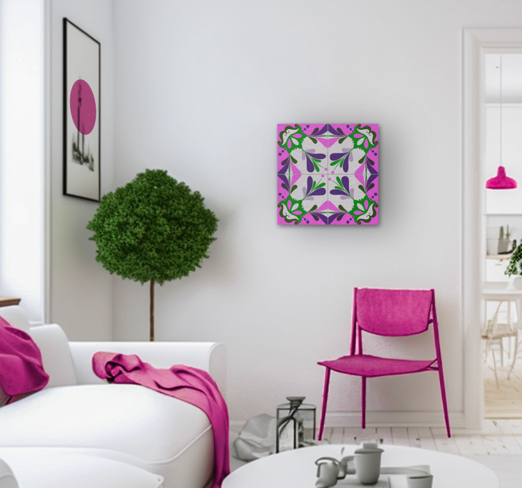 盲人复古 粉紅色液壓瓷磚 - TenStickers