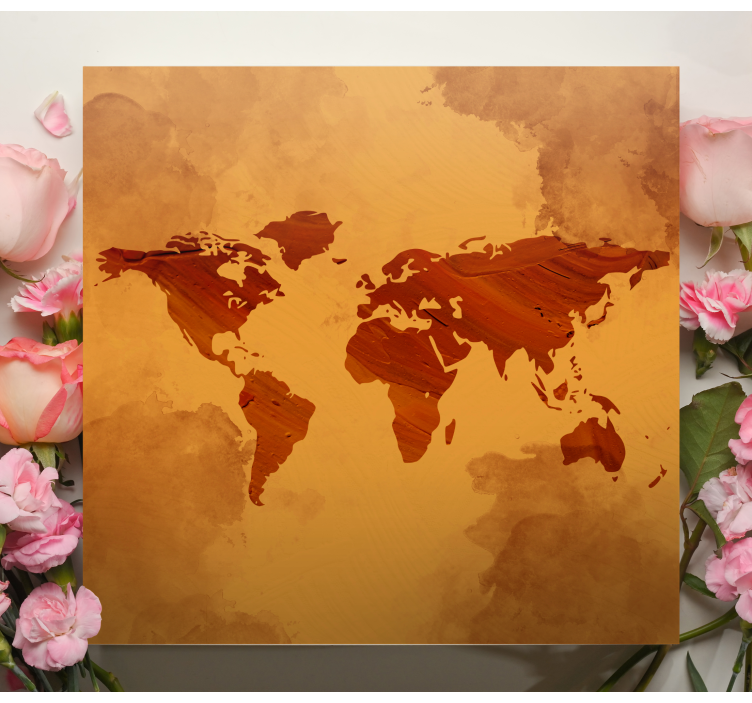 琥珀色补丁世界地图画布 - TenStickers