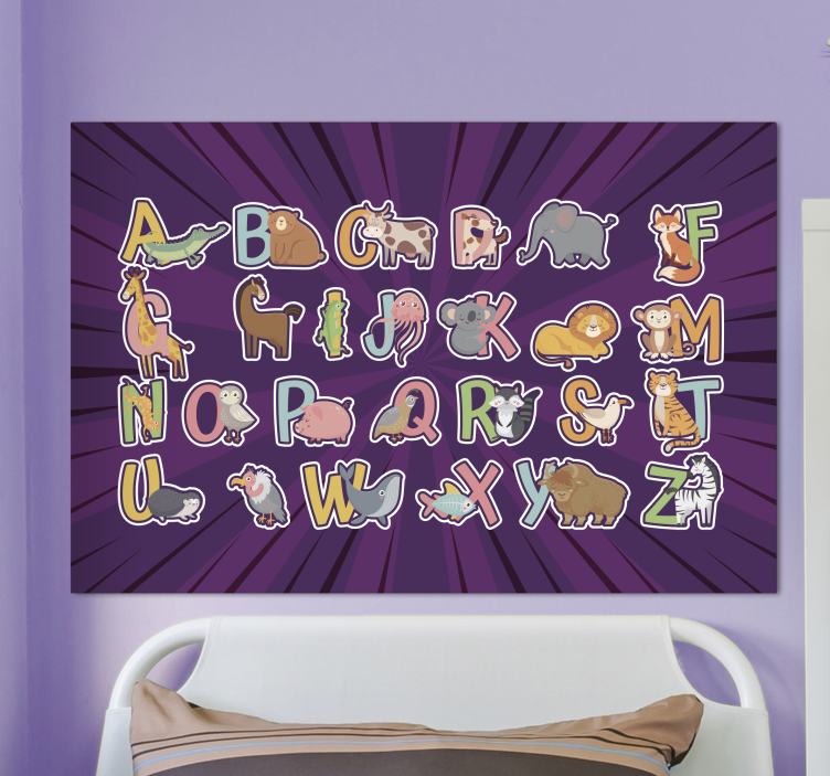 动物儿童英文字母帆布 - TenStickers
