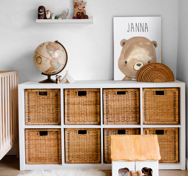 盲人孩子卧室个性化名字小熊 - TenStickers