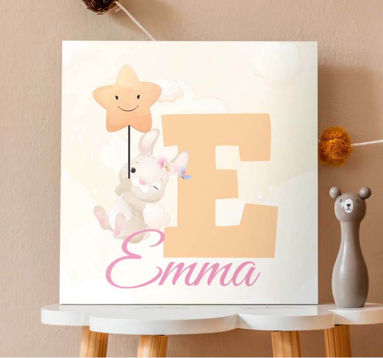 可爱的动物兔子名字个性画布 - TenStickers