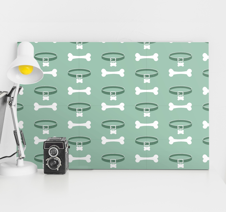 盲人小狗骨头与项圈图案 - TenStickers