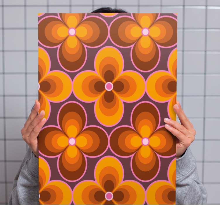 花复古groovy图案复古帆布 - TenStickers