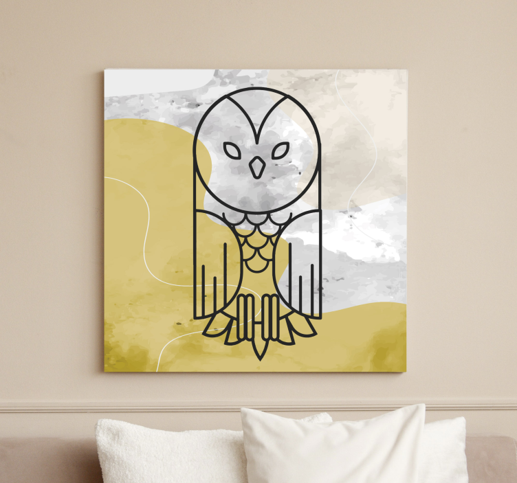 几何抽象猫头鹰鸟画布艺术 - TenStickers