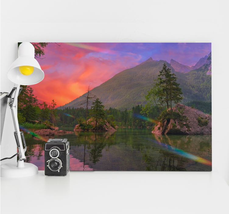 在黎明风景画布期间的湖 - TenStickers