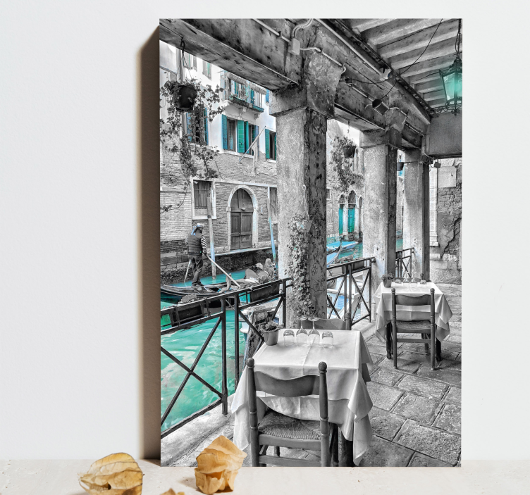 骑在船上的人威尼斯城市帆布版画 - TenStickers