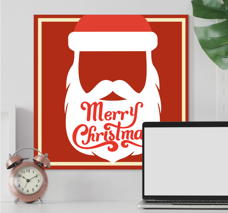 圣诞快乐圣诞老人胡须帆布版画 - TenStickers