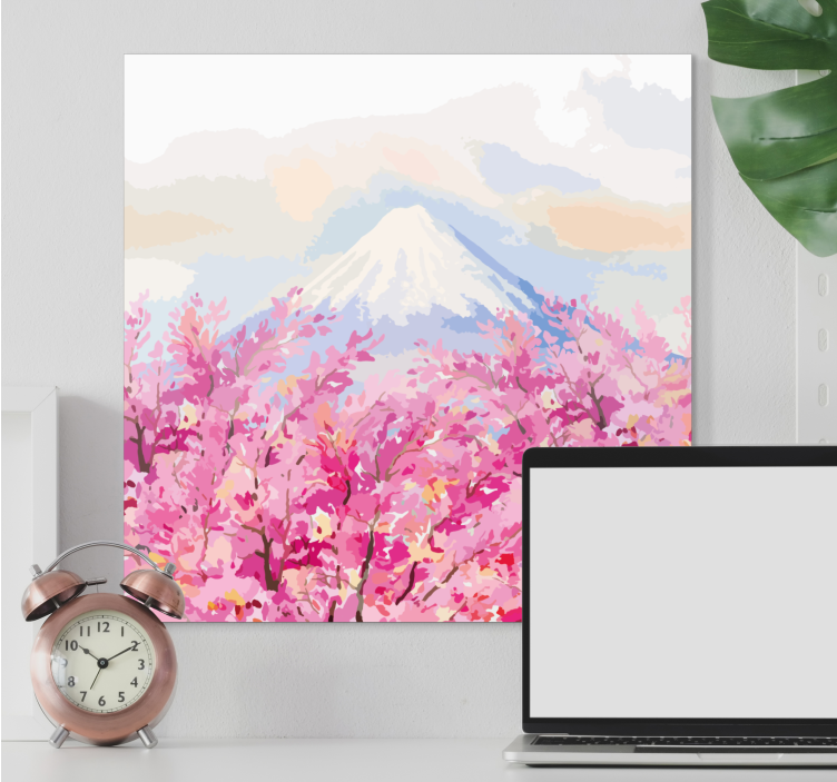 富士山和樱花风景画布 - TenStickers
