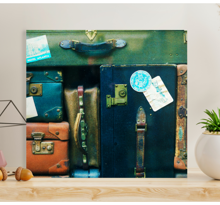 漂亮的复古手提箱卧室墙版画 - TenStickers