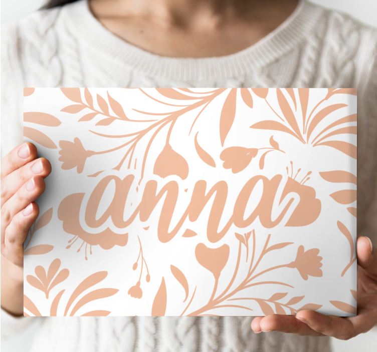 粉红色复古树叶图案植物帆布版画 - TenStickers