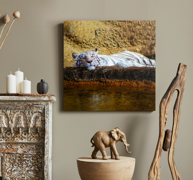 老虎休息动物帆布版画 - TenStickers