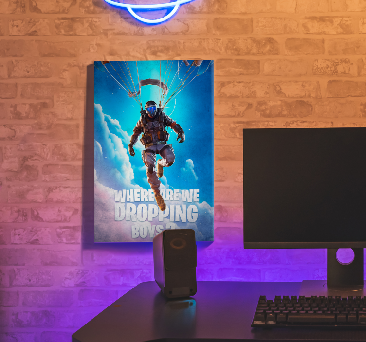 视频游戏帆布打印 "在哪里放下？" - TenStickers