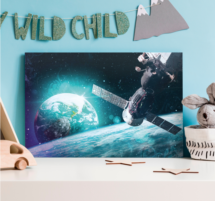 盲人世界地图与太空探索场景 - TenStickers