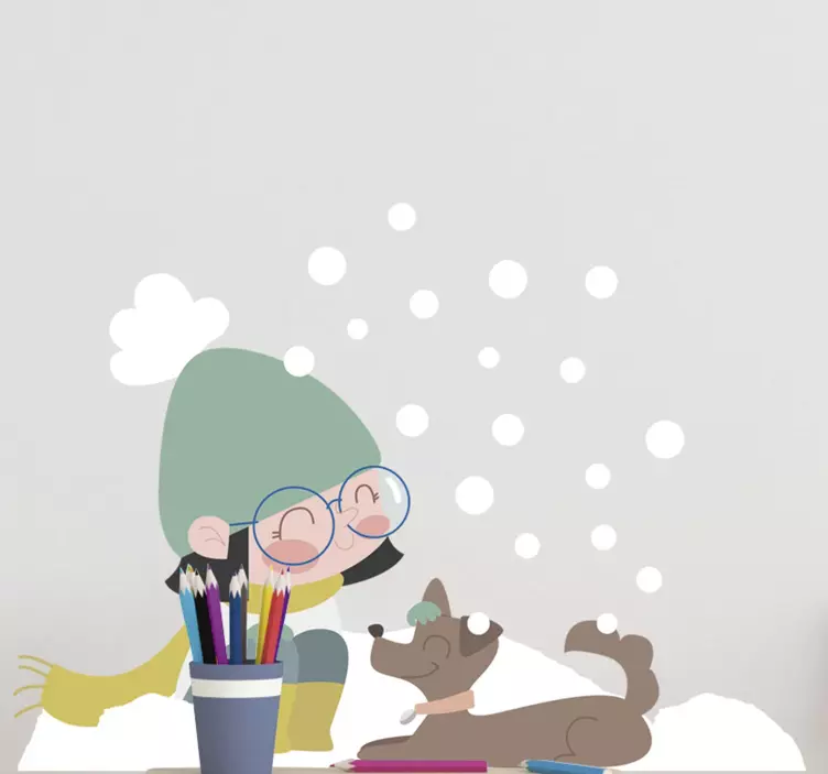 孩子们贴冬季女孩蹒跚学步 - TenStickers