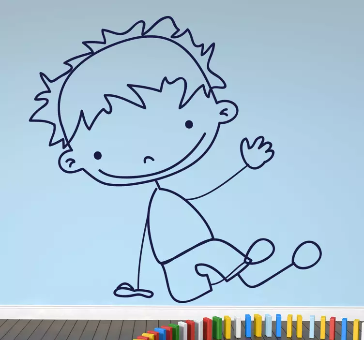 男孩坐在地板上 - TenStickers