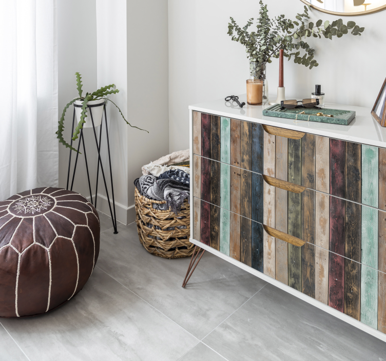 彩色彩绘立式木板家具贴花 - TenStickers