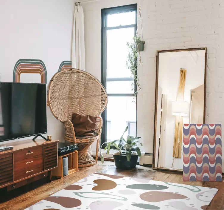 抽象的最小波浪墙边框贴纸 - TenStickers