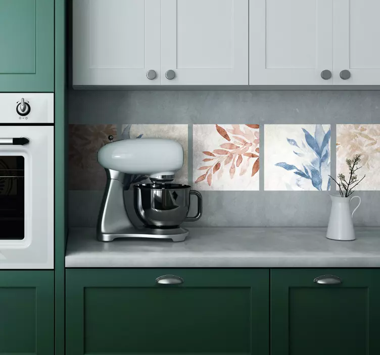 瓷砖贴纸花卉水彩图案 - TenStickers