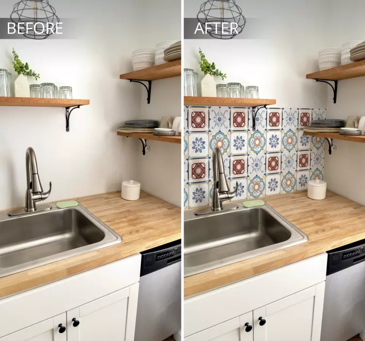 漂亮的厨房水泥风格瓷砖贴纸 - TenStickers