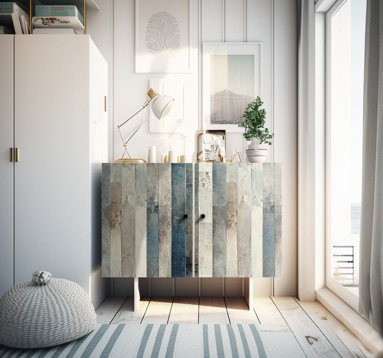 家具贴纸 木材老化的蓝色调 - TenStickers