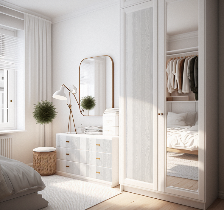 家具贴纸 木纹白色 - TenStickers