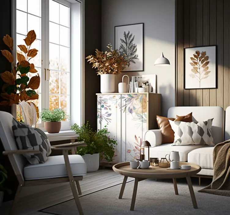 花卉复古家具贴纸 - TenStickers