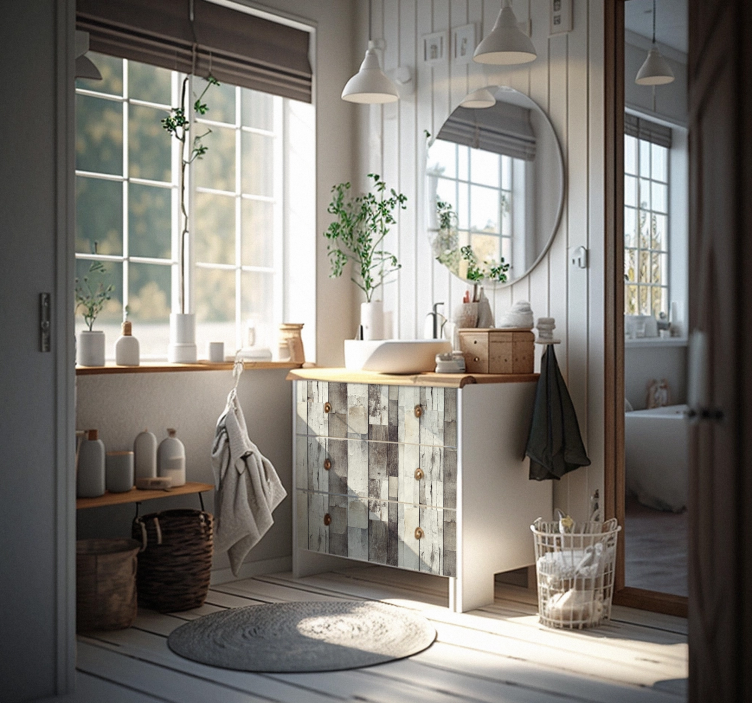 家具贴纸 淡木色老化木材 - TenStickers