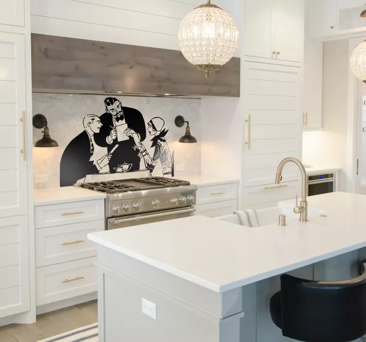 情侣和服务员墙贴 - TenStickers