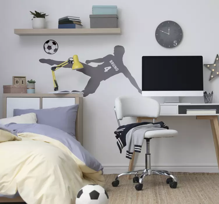 名称和numbe墙面装饰的足球运动员 - TenStickers