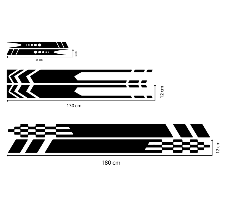 保险杠贴纸条纹三种设计 - TenStickers