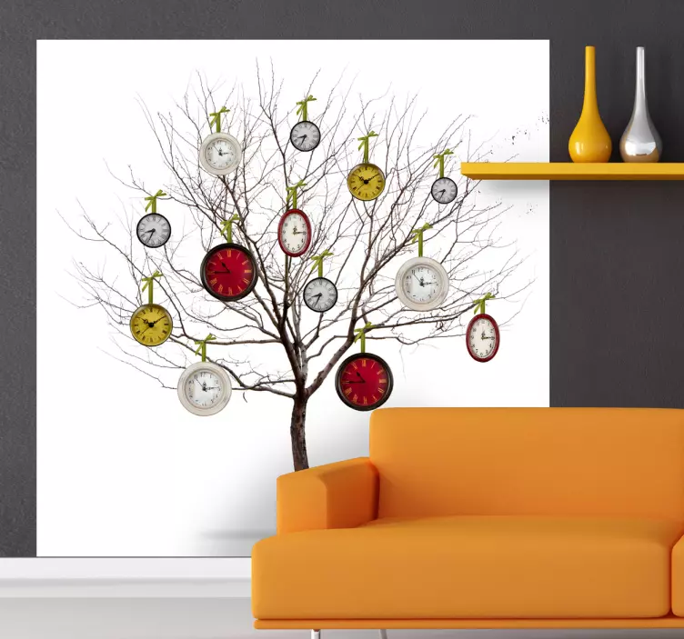抽象艺术时钟树墙壁画贴纸 - TenStickers