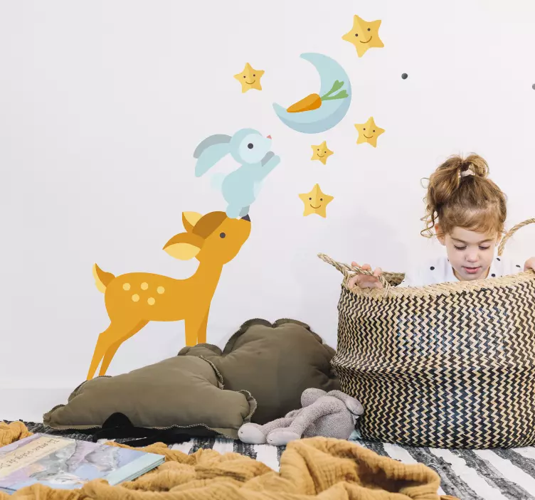 动物到达月亮墙贴纸 - TenStickers